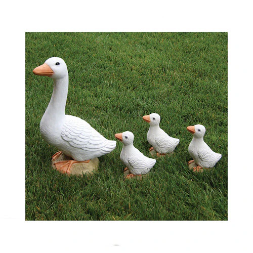 Goose with Ducklings Cement Geese Statues Set of 4