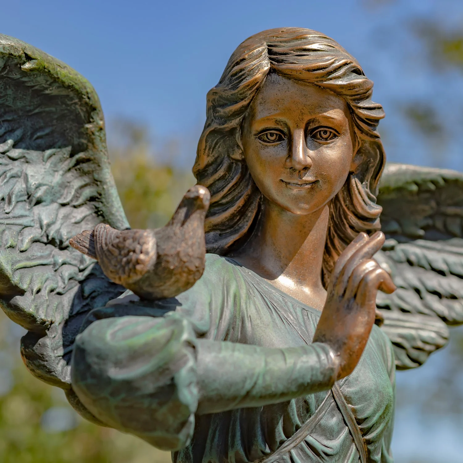 Graceful Guardian Angel Sculpture – Antique Bronze 46" High - Image 3