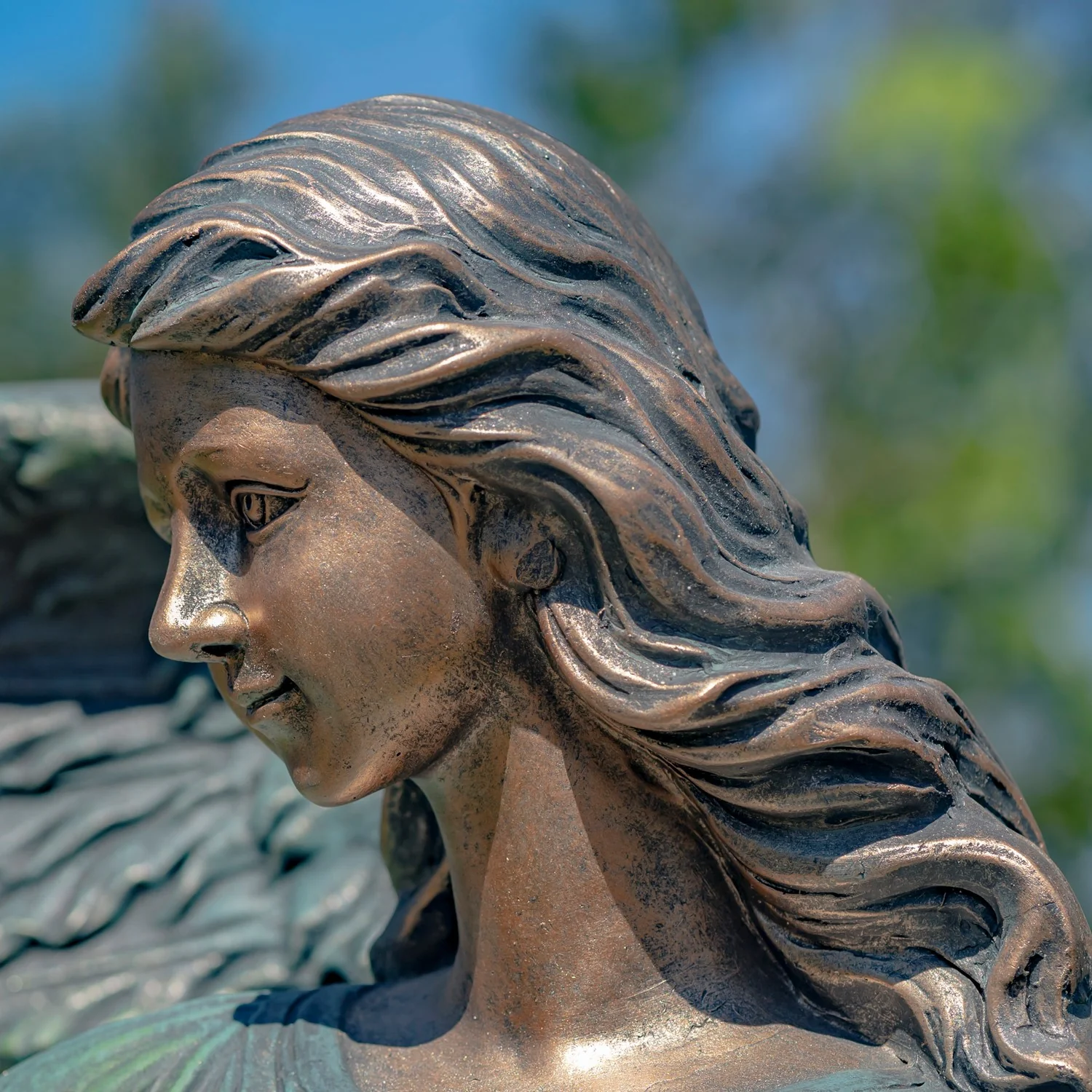 Graceful Guardian Angel Sculpture – Antique Bronze 46" High - Image 4