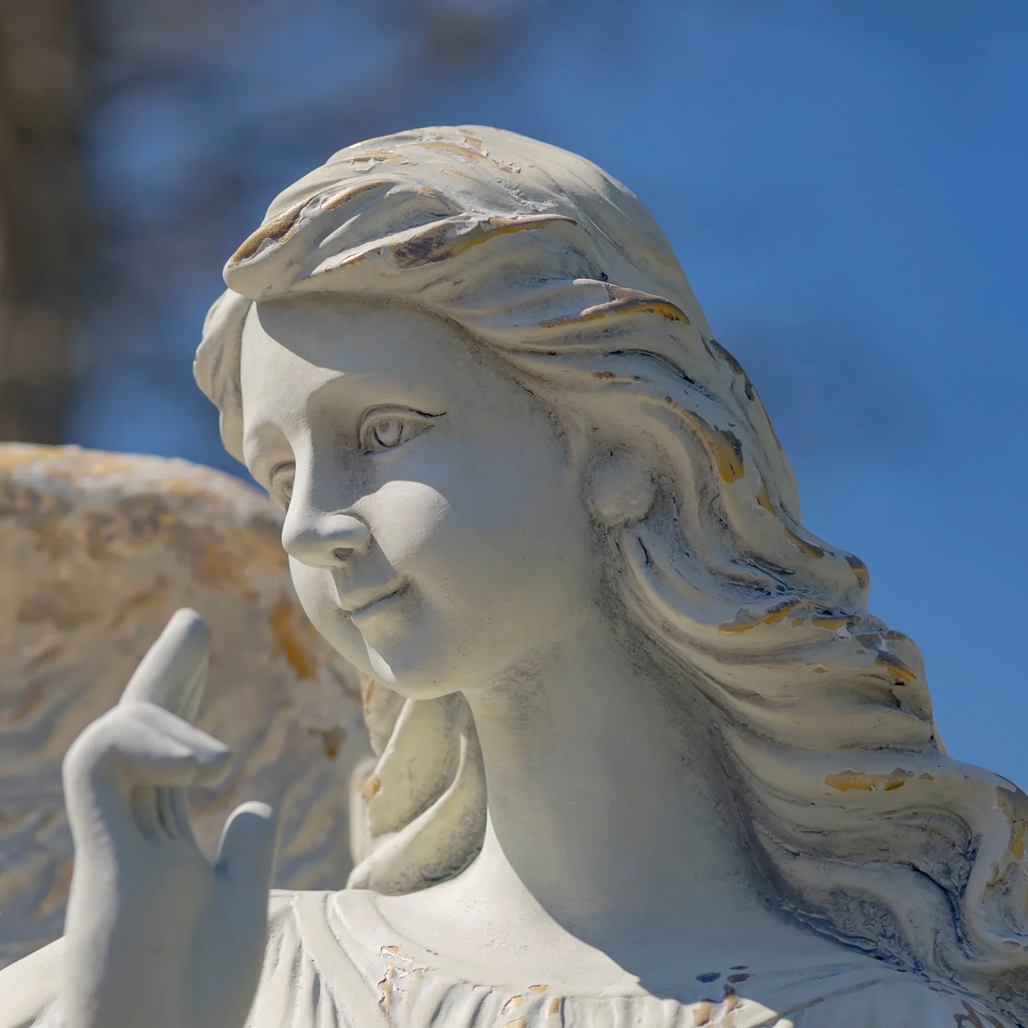 Graceful Guardian Angel Sculpture – Antique Grey 46" High - Image 6