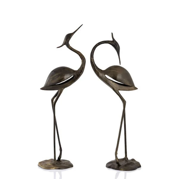 Graceful Herons Pair Sculptures Art Deco - Image 2