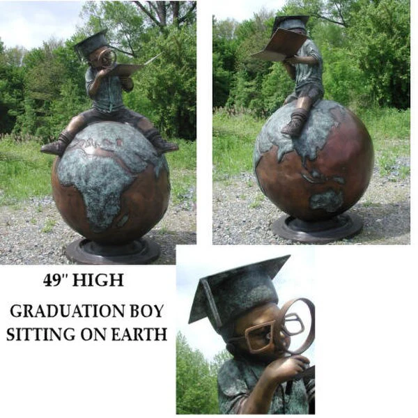 Graduation Boy Sitting On Earth