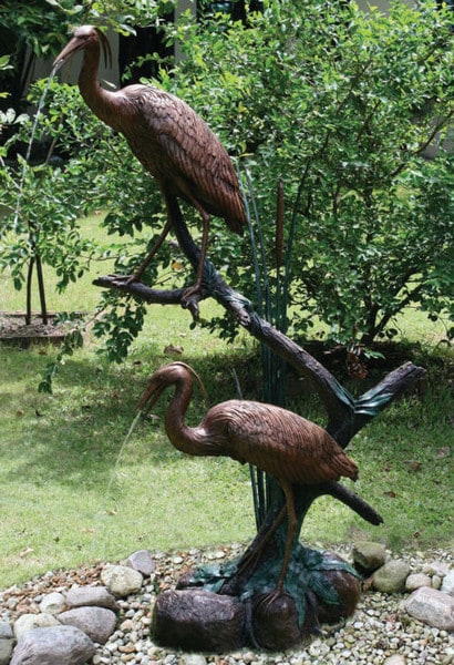 Grand Crane Pair Water Feature 65" High - Image 3