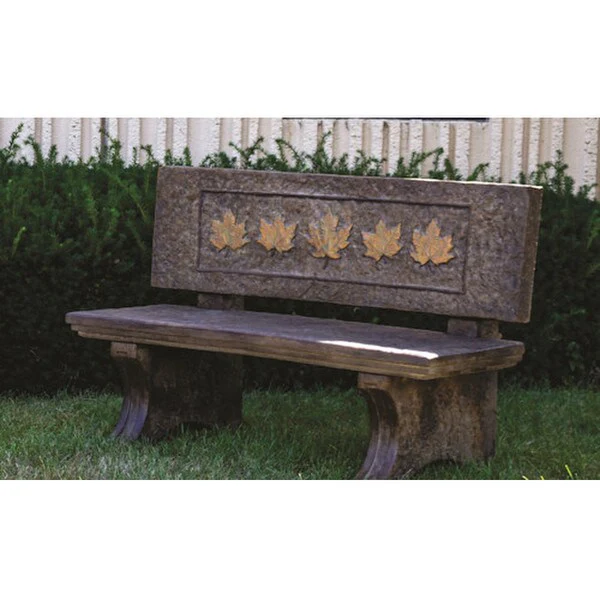 Grand Leaf Garden Bench Cast Stone