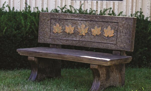 Grand Leaf Garden Bench Cast Stone - Image 2