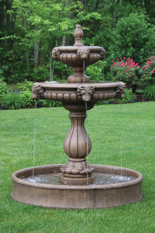 Grand Lion Head Garden Fountain with Spouting Reliefs 69.5" H - Image 2
