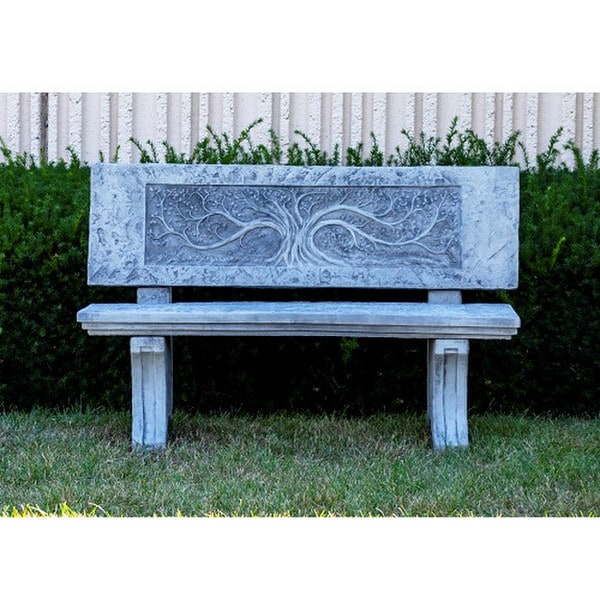Grand Oak Garden Bench Cast Stone