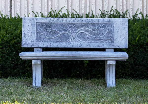 Grand Oak Garden Bench Cast Stone - Image 2