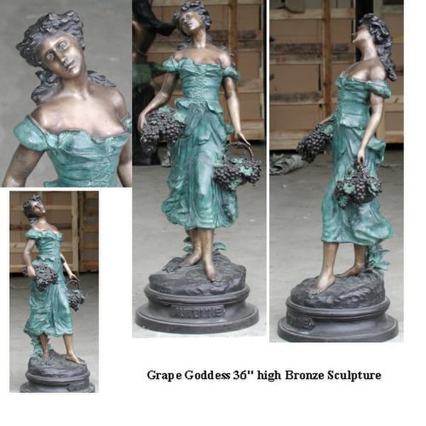 Grape Goddess Bronze Sculpture 36" High
