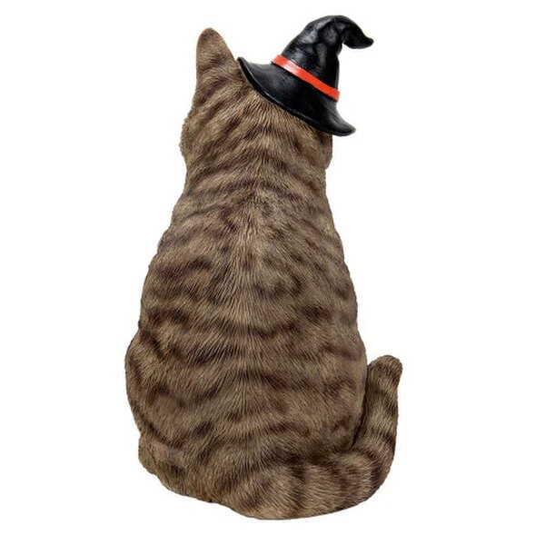 Gray Tabby Kitten Cat with Witches Hat - Image 3