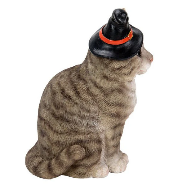 Gray Tabby Kitten Cat with Witches Hat - Image 4