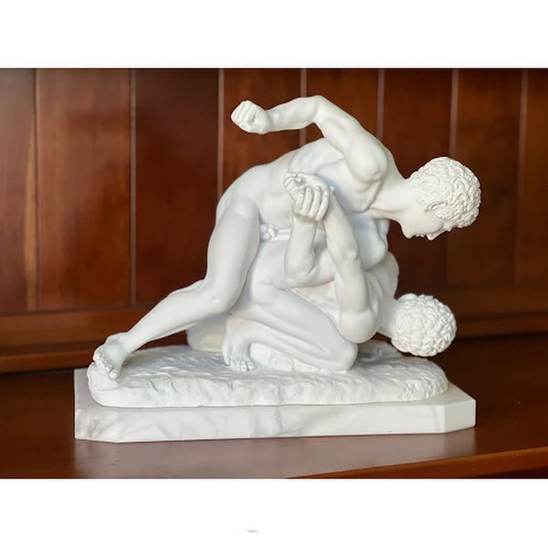 Greek Wrestlers Marble Statue Museum Replica