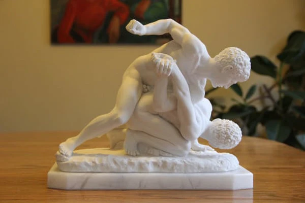 Greek Wrestlers Marble Statue Museum Replica - Image 2