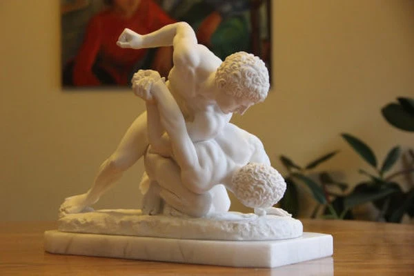 Greek Wrestlers Marble Statue Museum Replica - Image 3