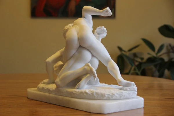 Greek Wrestlers Marble Statue Museum Replica - Image 5