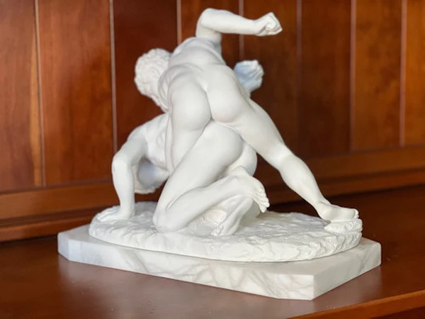 Greek Wrestlers Marble Statue Museum Replica - Image 9