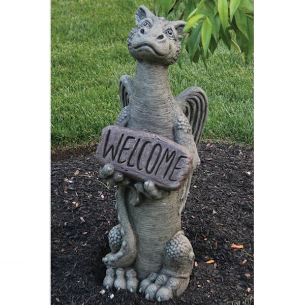 Grinsey Tall Welcome Dragon Sculpture 30.5" H