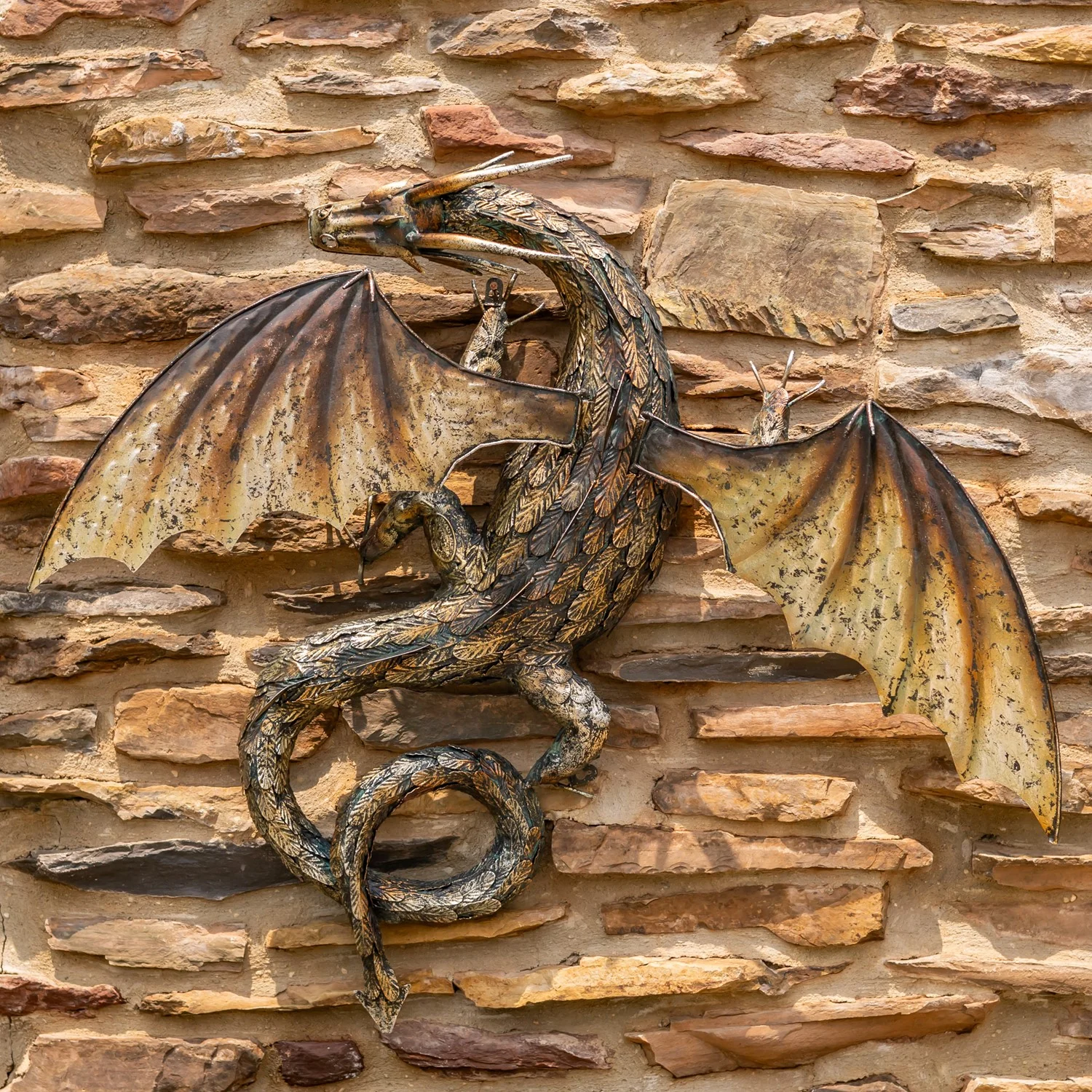 Guardian Serpent Wall Dragon Sculpture 33"