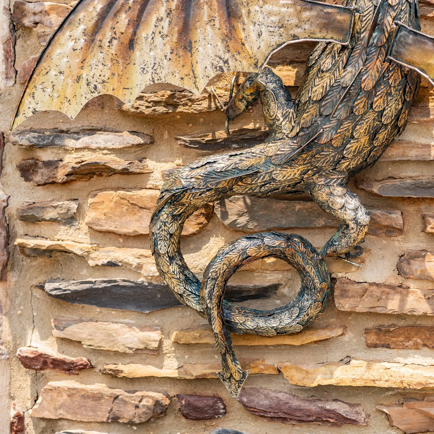 Guardian Serpent Wall Dragon Sculpture 33" - Image 3