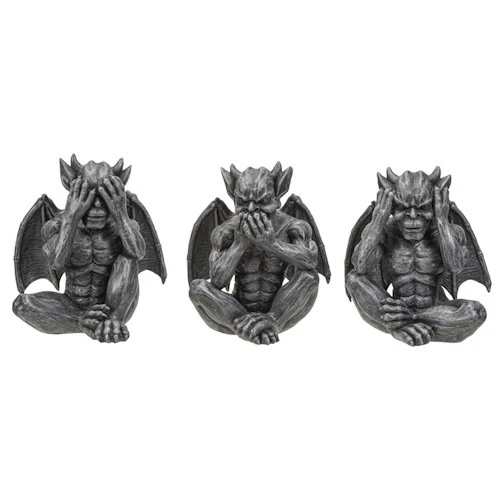Hear, See, and Speak No Evil Gargoyles Statues