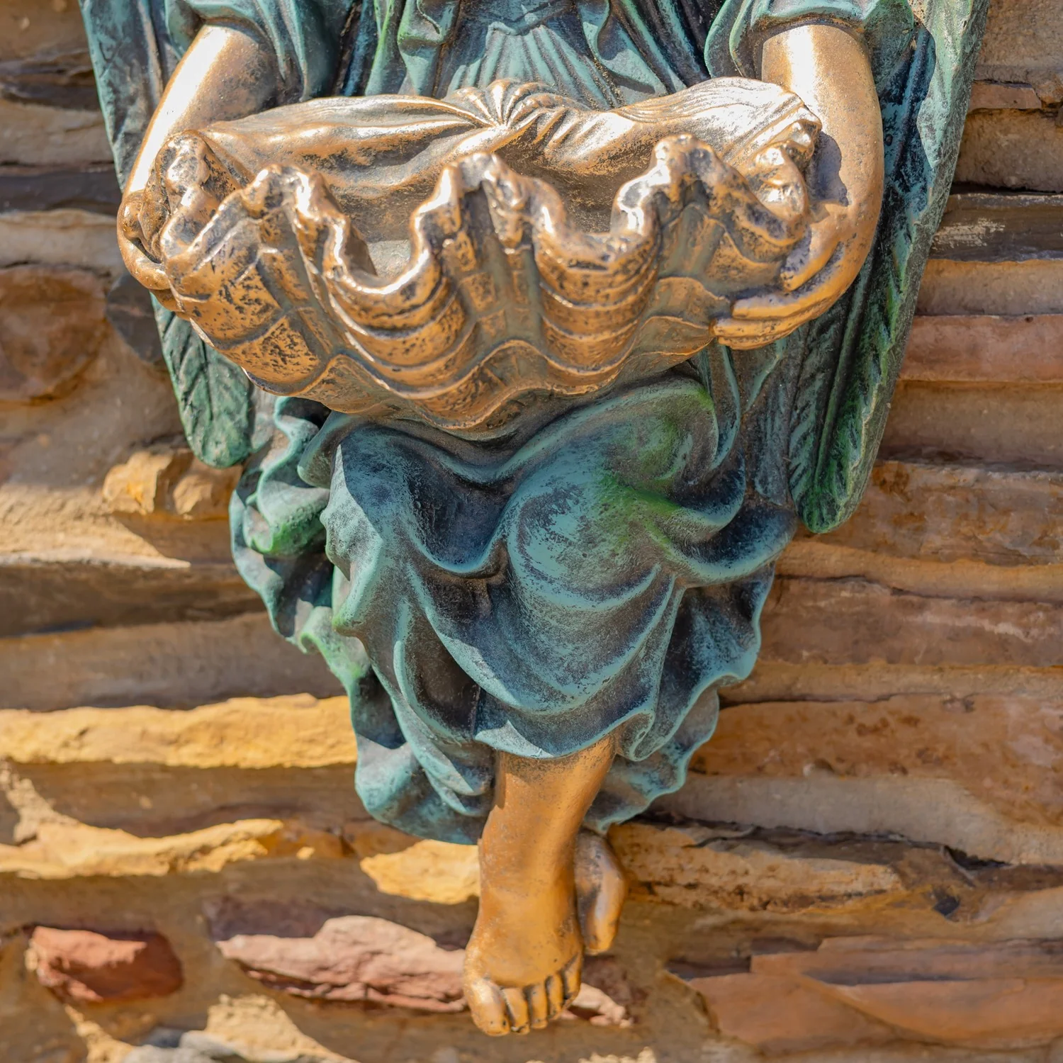 Heavenly Cherub Wall Planter Sculpture – Antique Bronze 30" Tall - Image 6