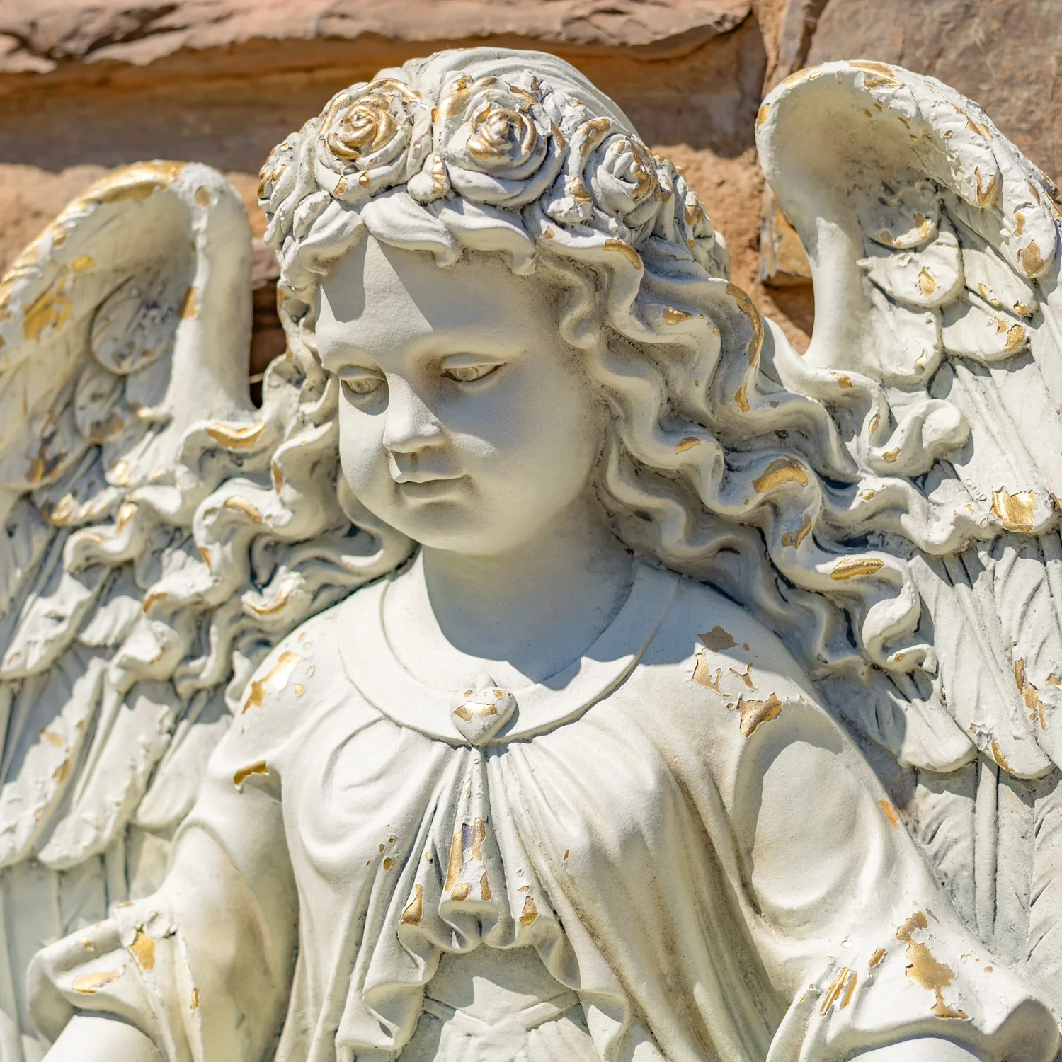 Heavenly Cherub Wall Planter Sculpture – Antique Grey 30" Tall - Image 3