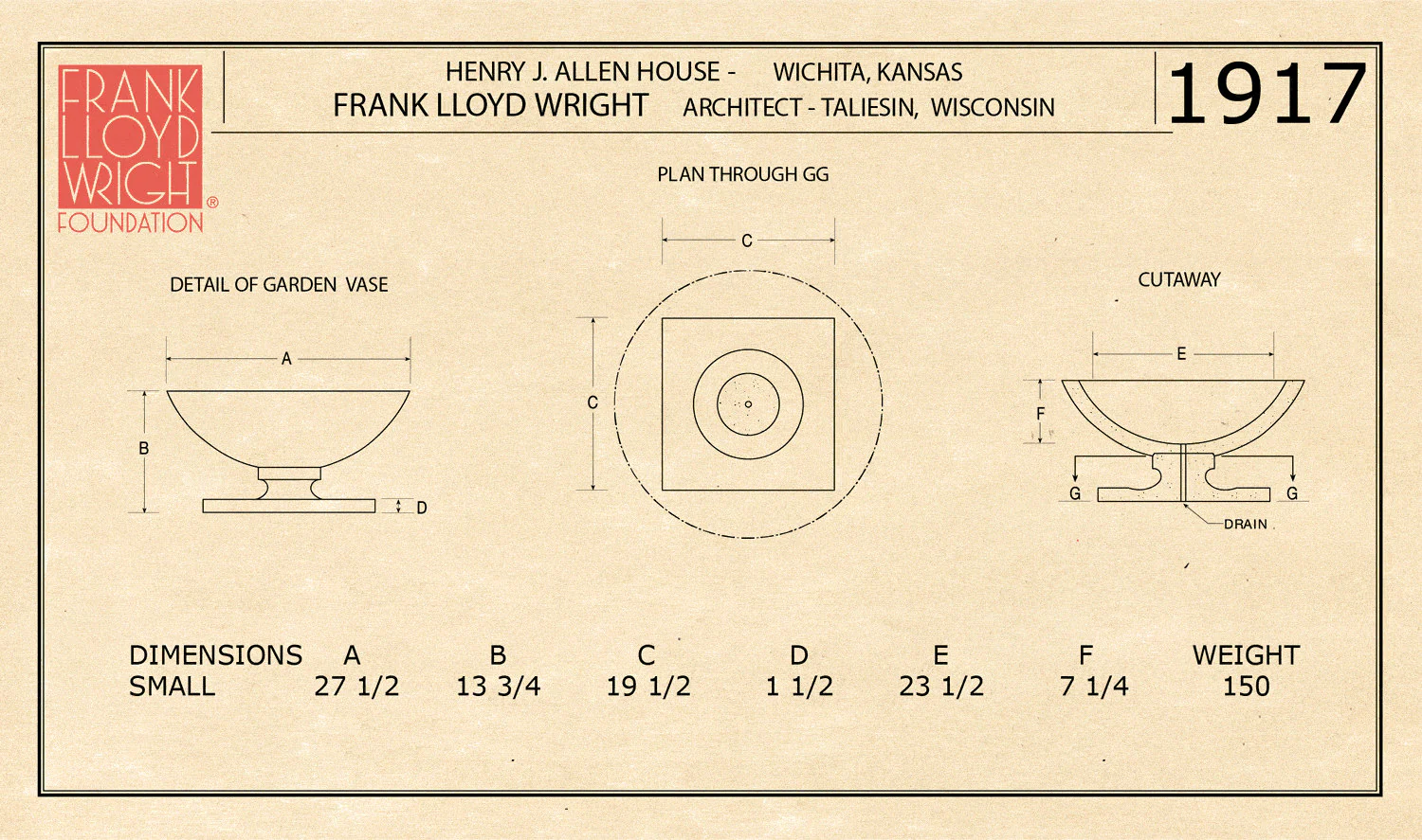 Henry J. Allen Residence Vase Small by Frank Lloyd Wright - Image 2