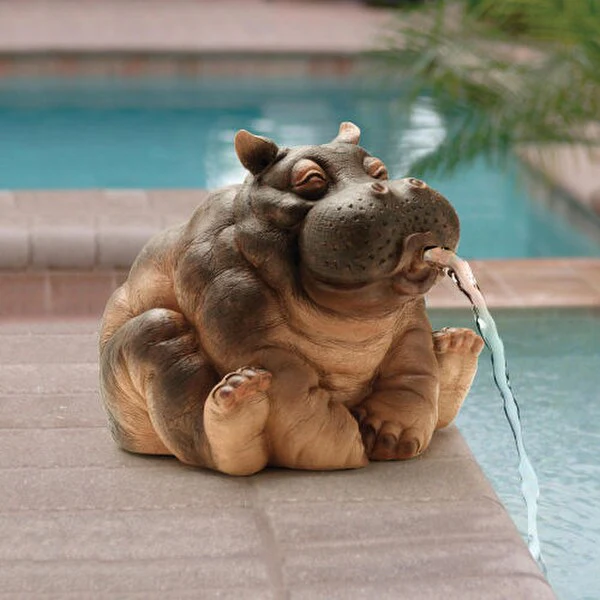 Hippo Spitter Piped Statue