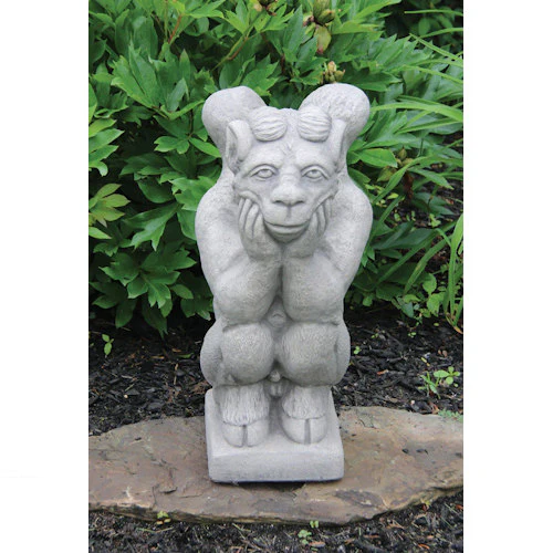 Horned Gargoyle Sculpture Cement Garden Statue 20" High