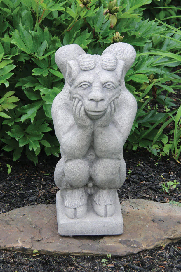 Horned Gargoyle Sculpture Cement Garden Statue 20" High - Image 2