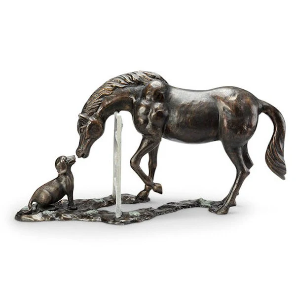 Horse and Dog at Fence Sculpture - Image 2
