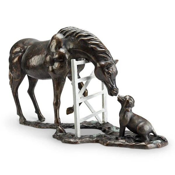 Horse and Dog at Fence Sculpture - Image 3