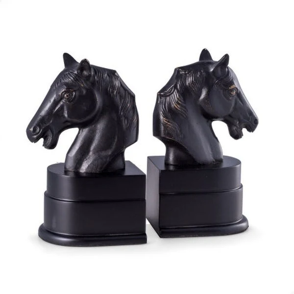 Horse Bookends Brass On Wood Bases