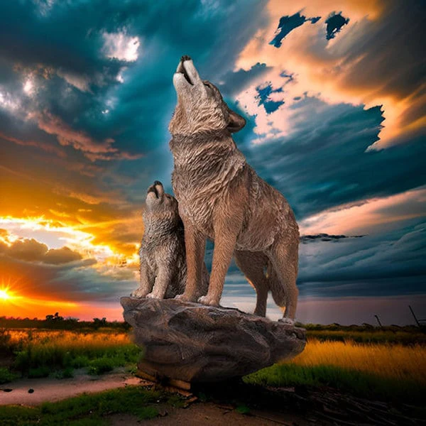 Howling Wolves Sculpture - Image 8