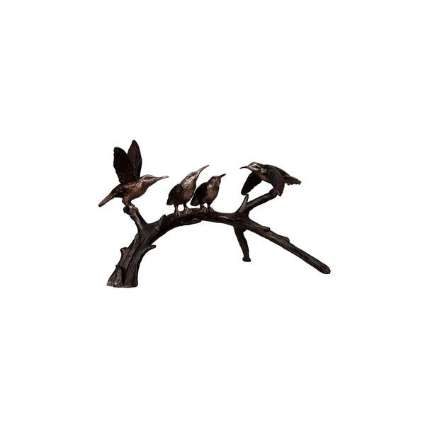 Hummingbirds on Branch Bronze Statue 3