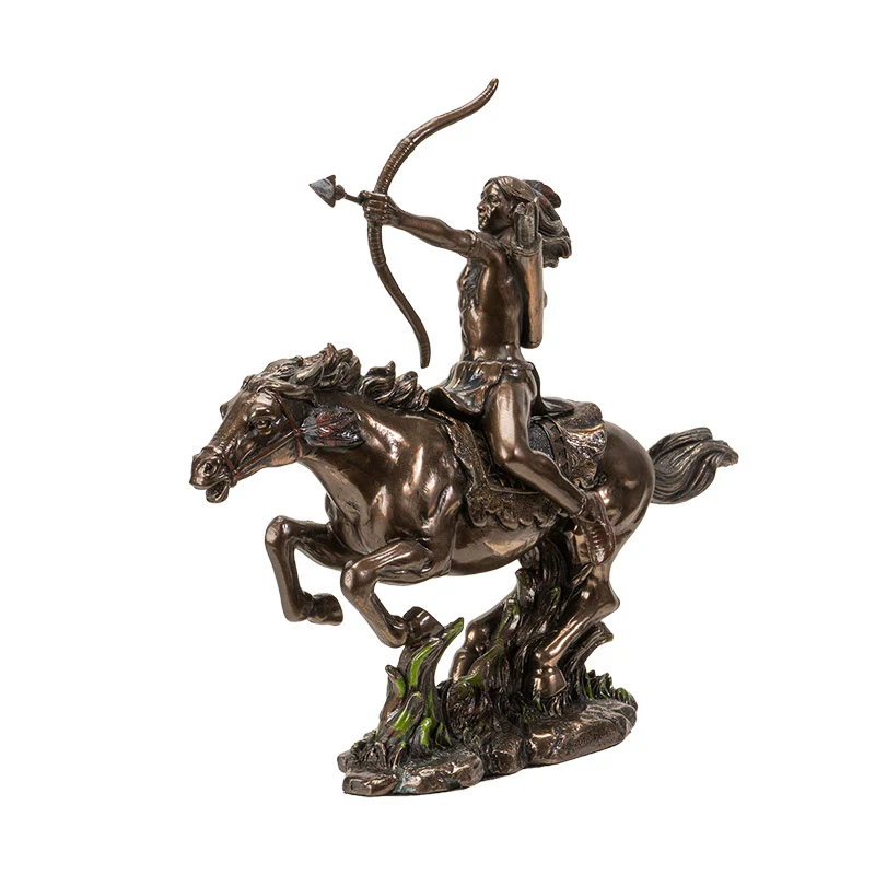 Indian On Horse with Bow & Arrow Sculpture - Image 5