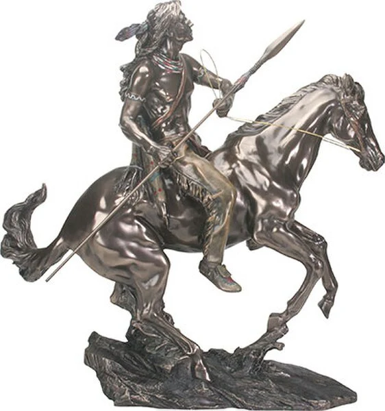 Indian Warrior on Horse Sculpture 20" - Image 3