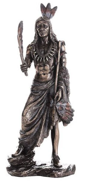 Indian Warrior with Peace Pipe Sculpture