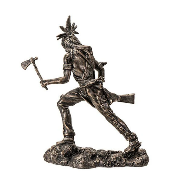 Indian Warrior with Tomahawk Sculpture - Image 2