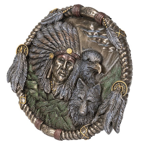 Indian, Wolf, and Bald Eagle Wall Plaque - Image 5