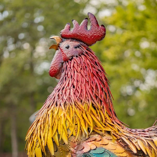 Iron Rooster Garden Statue 66.5" High - Image 7
