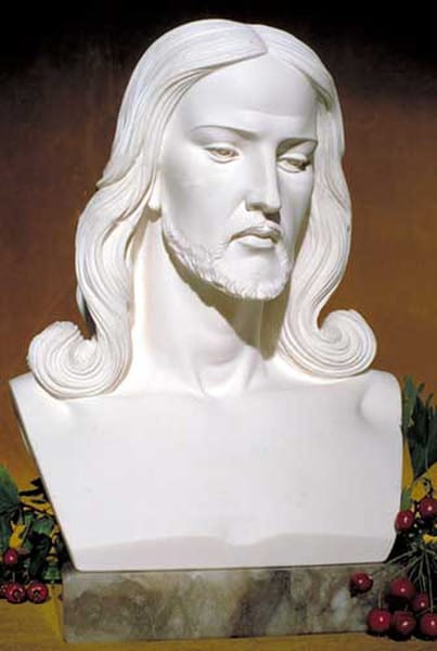 Jesus Christ Bust Mounted on Alabaster Base 12" High - Image 4
