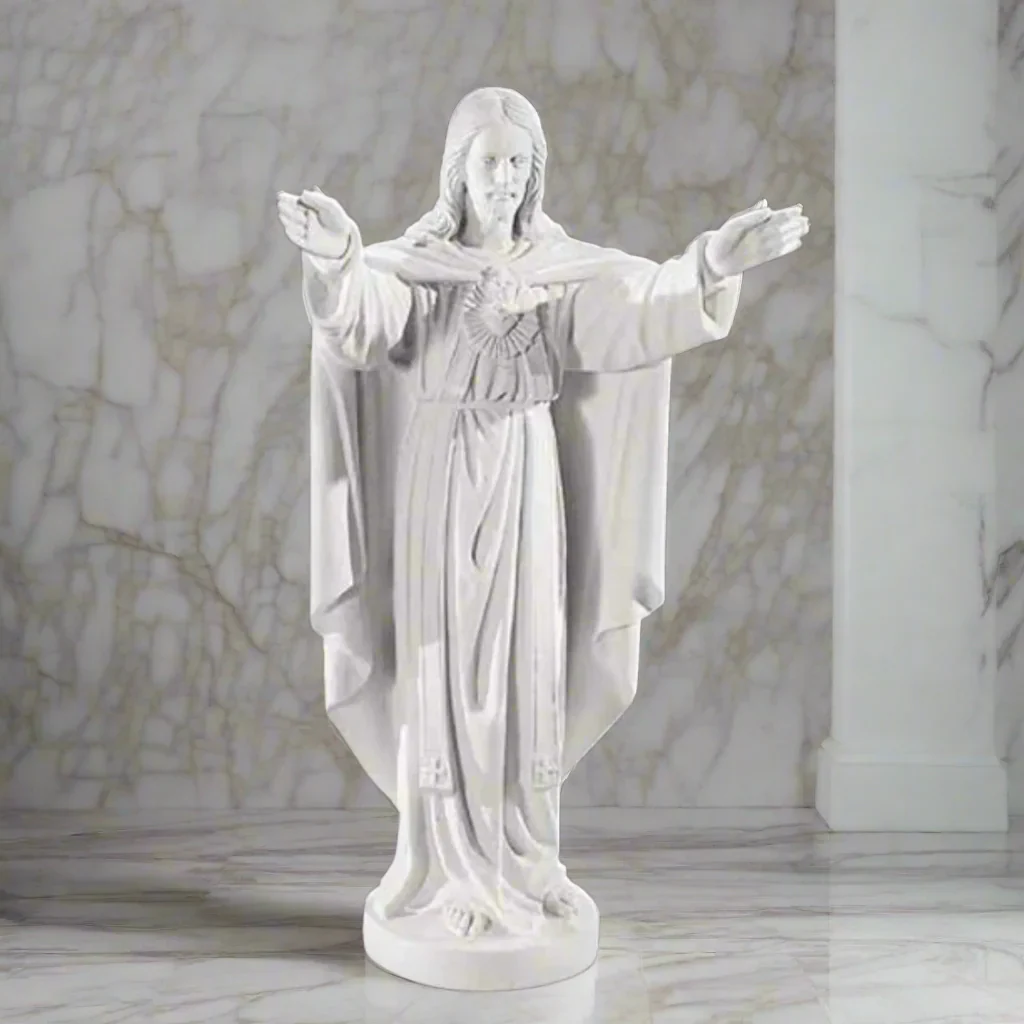 Marble Jesus Sacred Heart 32" High