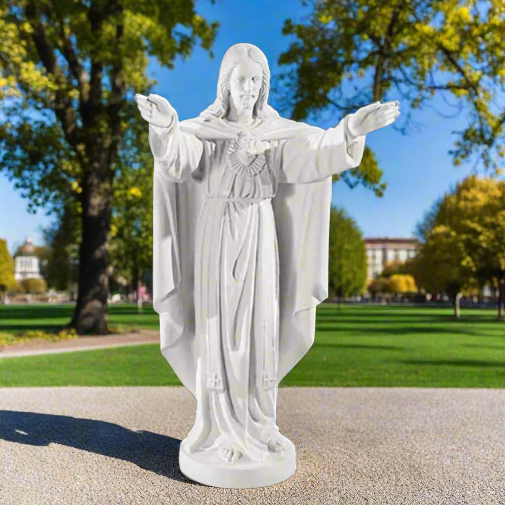 Marble Jesus Sacred Heart 32" High - Image 2