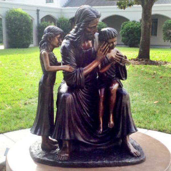 Jesus with Children Life Size Bronze Statue