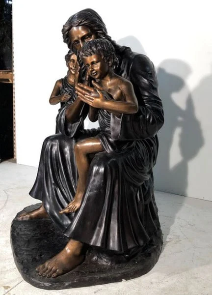 Jesus with Children Life Size Bronze Statue - Image 3