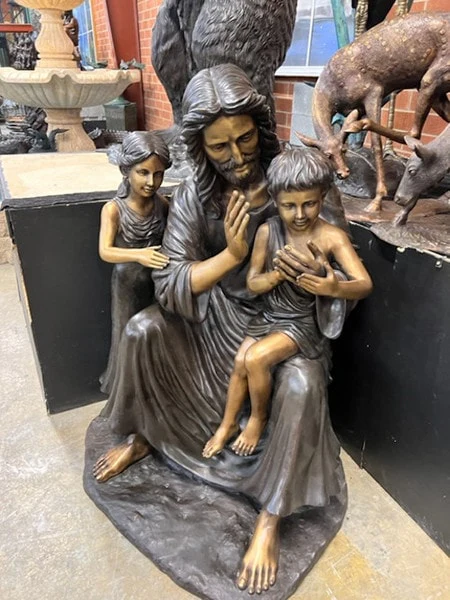 Jesus with Children Life Size Bronze Statue - Image 5