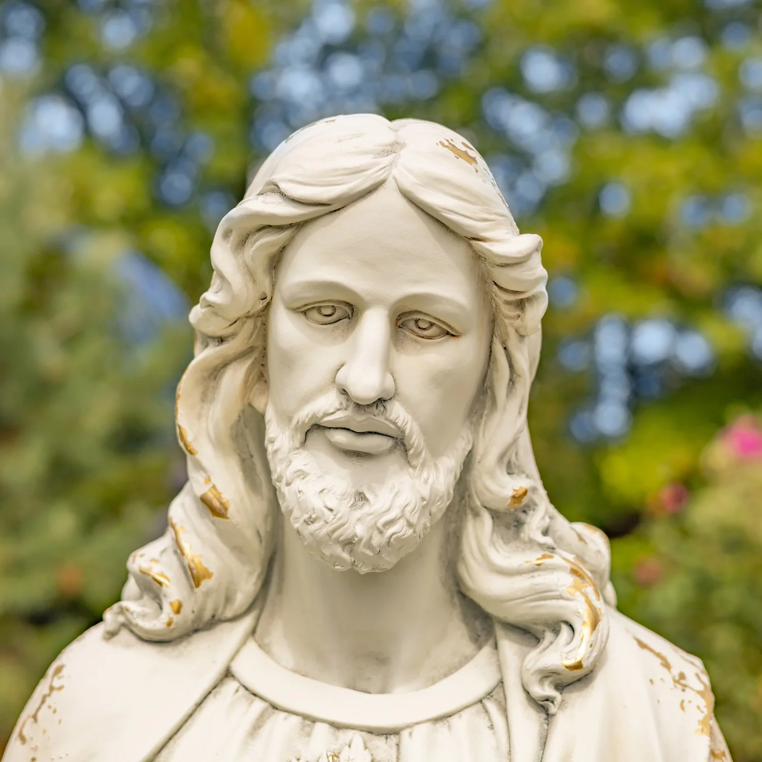 Sacred Heart of Jesus Garden Statue 48" High Antique White - Image 5