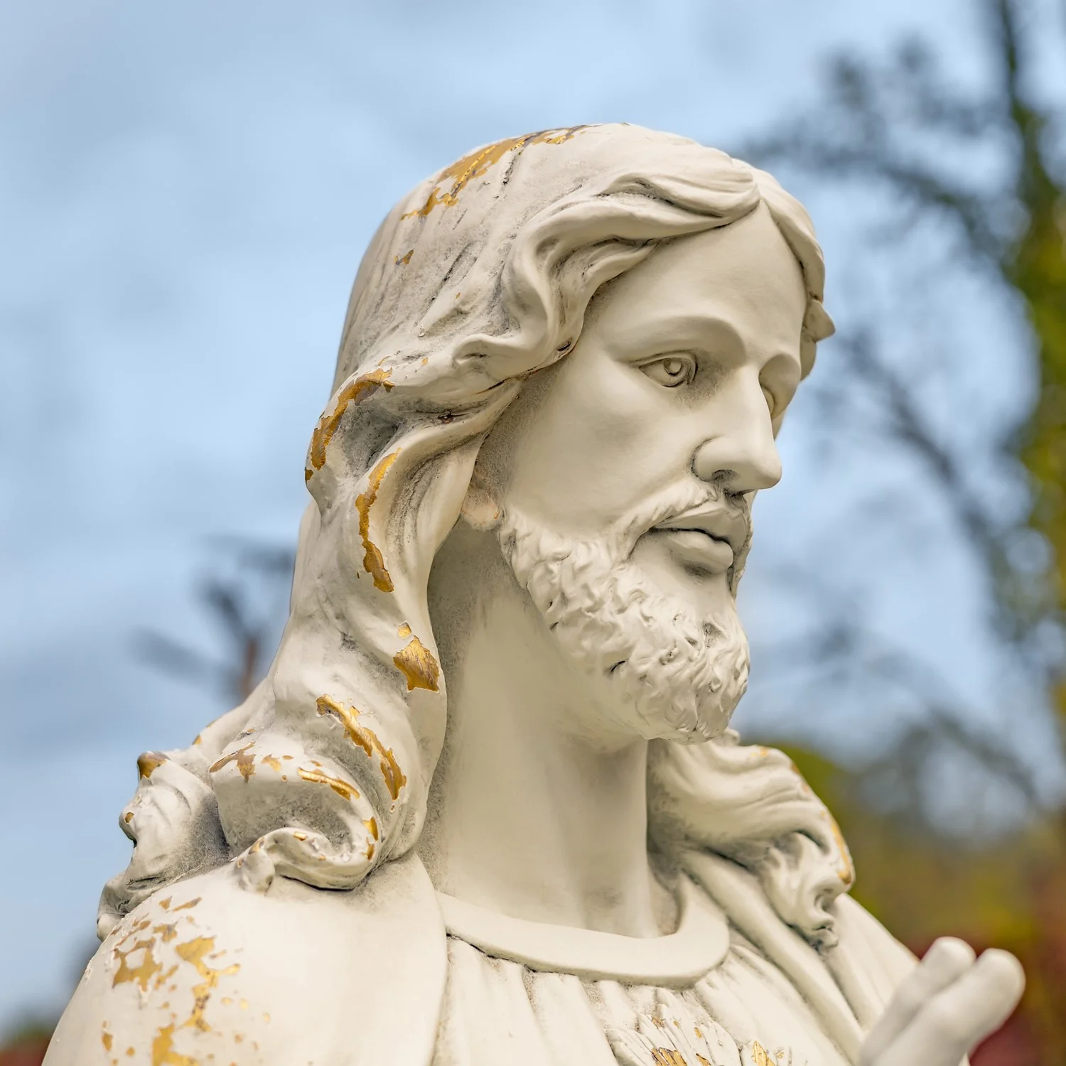 Sacred Heart of Jesus Garden Statue 48" High Antique White - Image 6