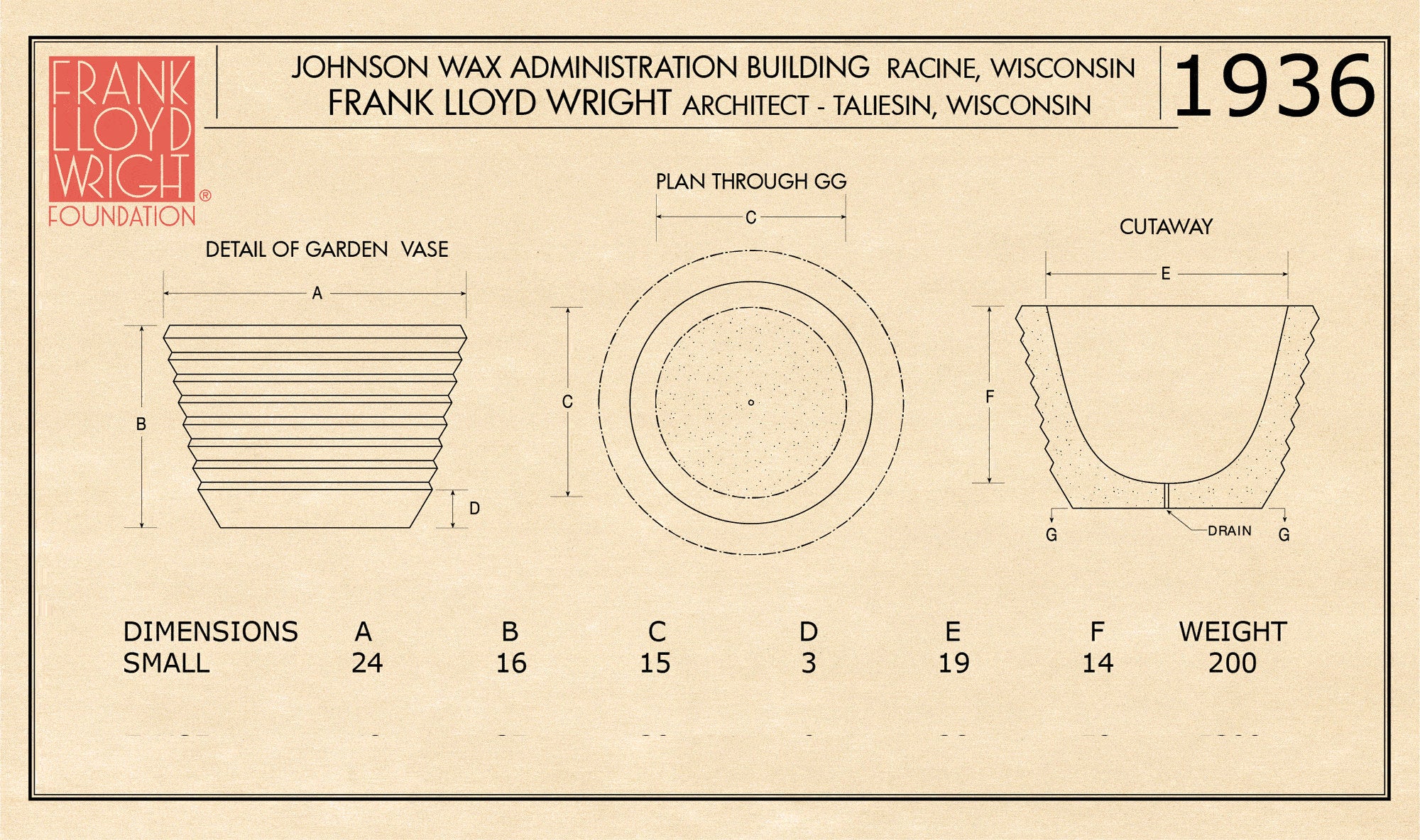 Johnson Wax Building Planter Small by Frank Lloyd Wright - Image 3